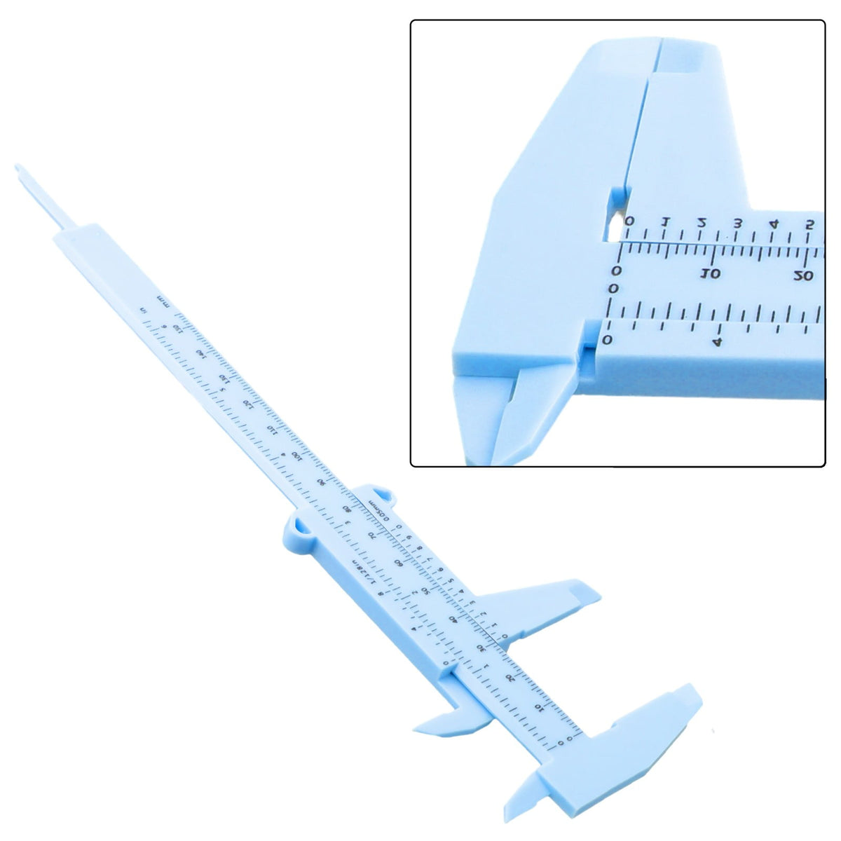 0-150Mm Vernier Calipers Double Rule Scale Plastic Depth Height Measure Tool Blue