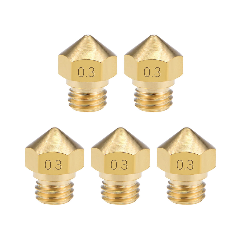 0.3mm 3D Printer Nozzle Head M7 Thread Replacement for MK10 1.75mm Extruder Print Brass 5pcs