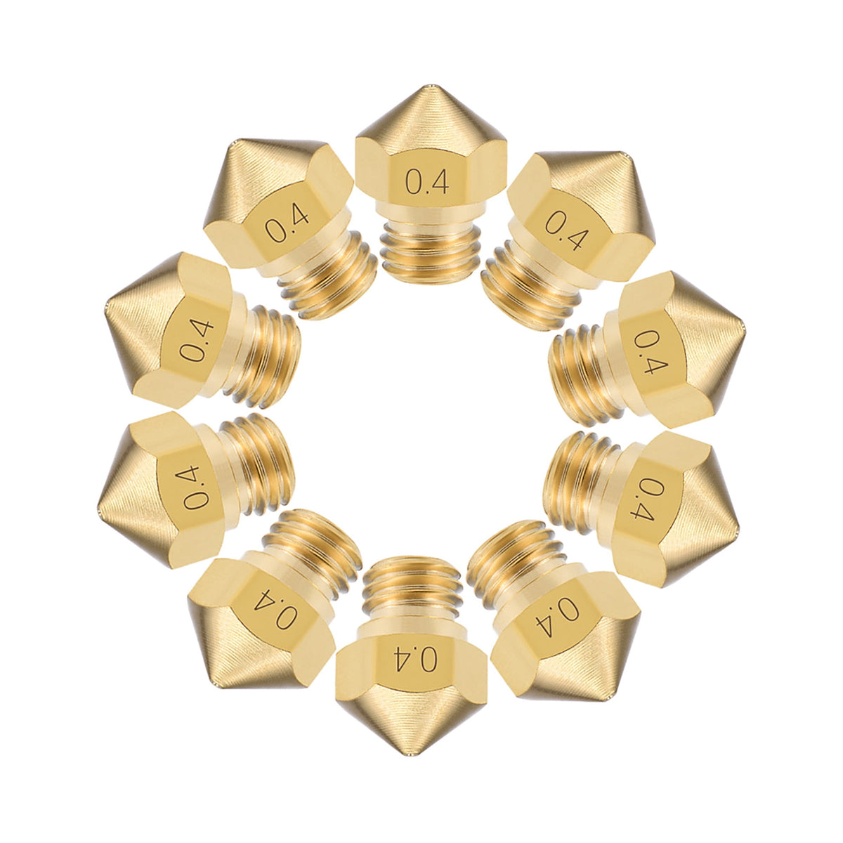 0.4mm 3D Printer Nozzle Head M7 Thread Replacement for MK10 1.75mm Extruder Print Brass 10pcs
