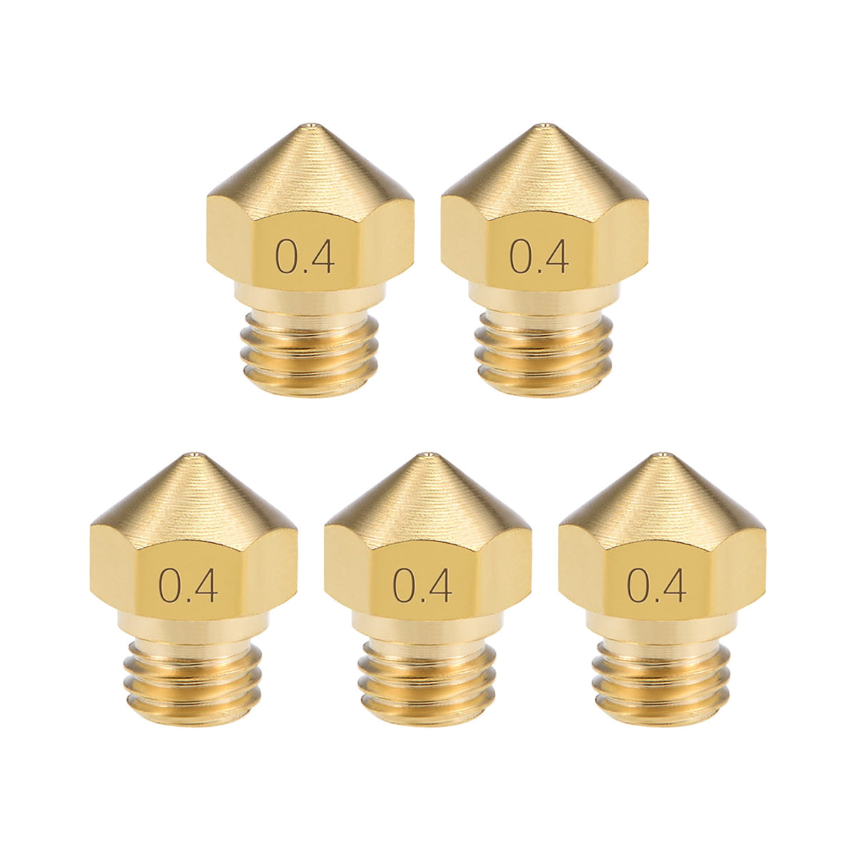 0.4mm 3D Printer Nozzle Head M7 Thread Replacement for MK10 1.75mm Extruder Print Brass 5pcs