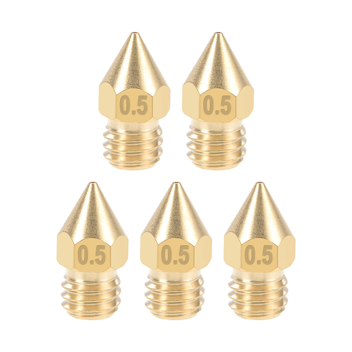 0.6mm 3D Printer Nozzle Head M6 Thread for MK8 1.75mm Extruder Print, Brass 5pcs