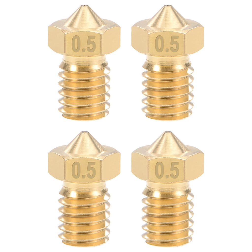 0.5mm 3D Printer Nozzle Head M6 Thread for V5 V6 3mm Extruder Print, Brass 4pcs