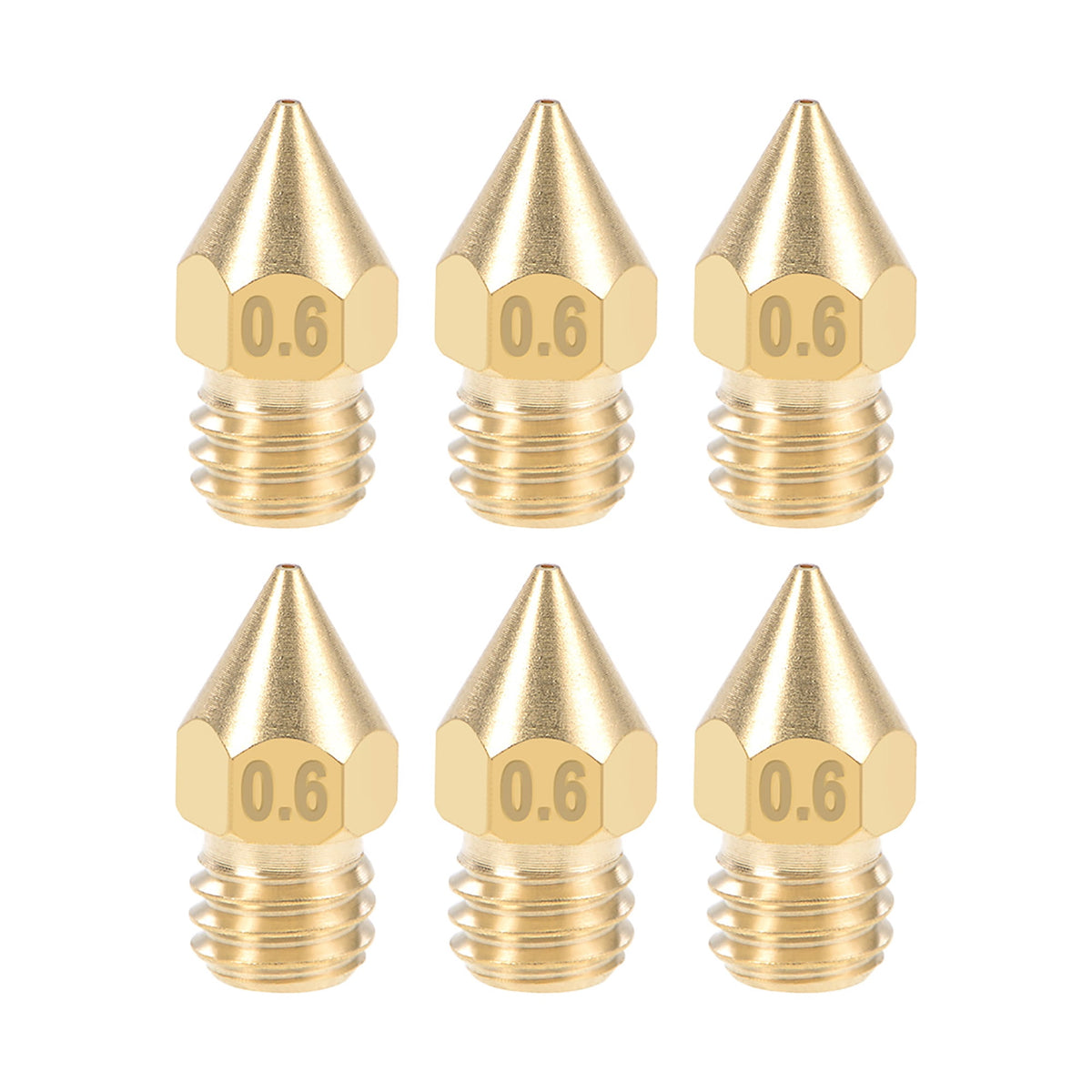 0.8mm 3D Printer Nozzle Head M6 Thread for MK8 1.75mm Extruder Print, Brass 6pcs