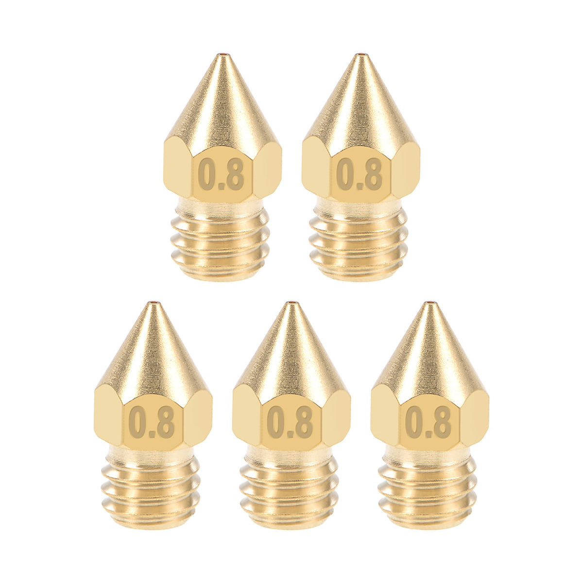 0.6mm 3D Printer Nozzle Head M6 Thread for MK8 1.75mm Extruder Print, Brass 5pcs