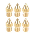 0.8mm 3D Printer Nozzle Head M6 Thread for MK8 1.75mm Extruder Print, Brass 6pcs