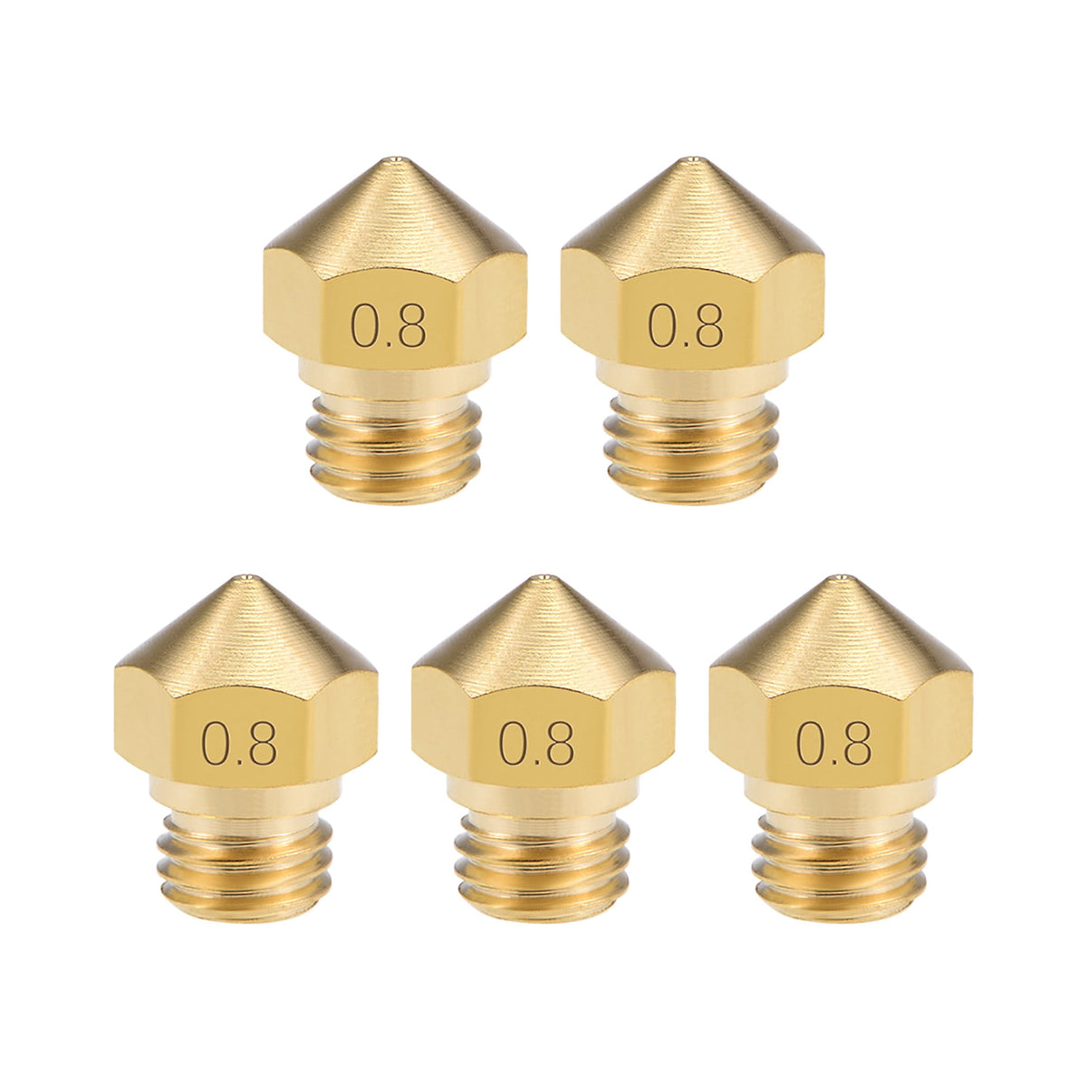 0.4mm 3D Printer Nozzle Head M7 Thread Replacement for MK10 1.75mm Extruder Print Brass 5pcs