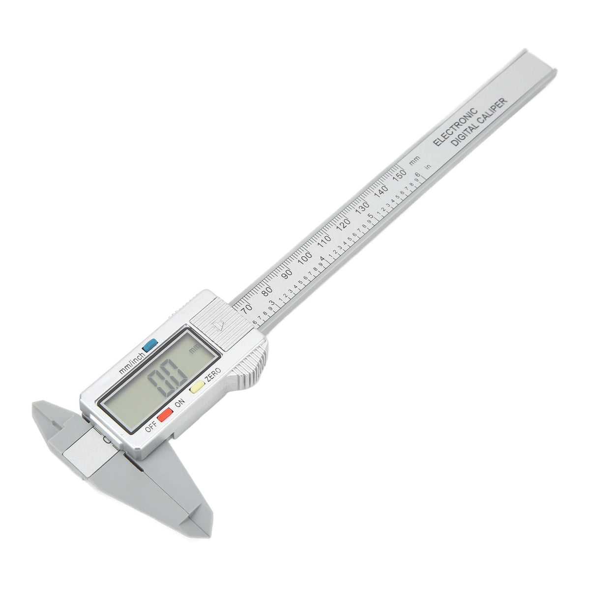 BIMZUC Digital Caliper Electronic LCD Screen Displays 6 inches / 150 mm Measuring Tool Inch Millimeter Conversion PA66 Silver Precise Vernier Measurement Instrument for DIY Woodworking