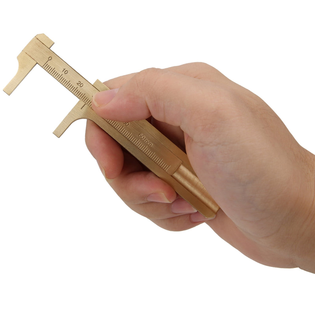 BIMZUC Brass Vernier Caliper 3.94 inches / 10 cm Pocket Measuring Tool for Jewelry Woodworking Crafts and Stones