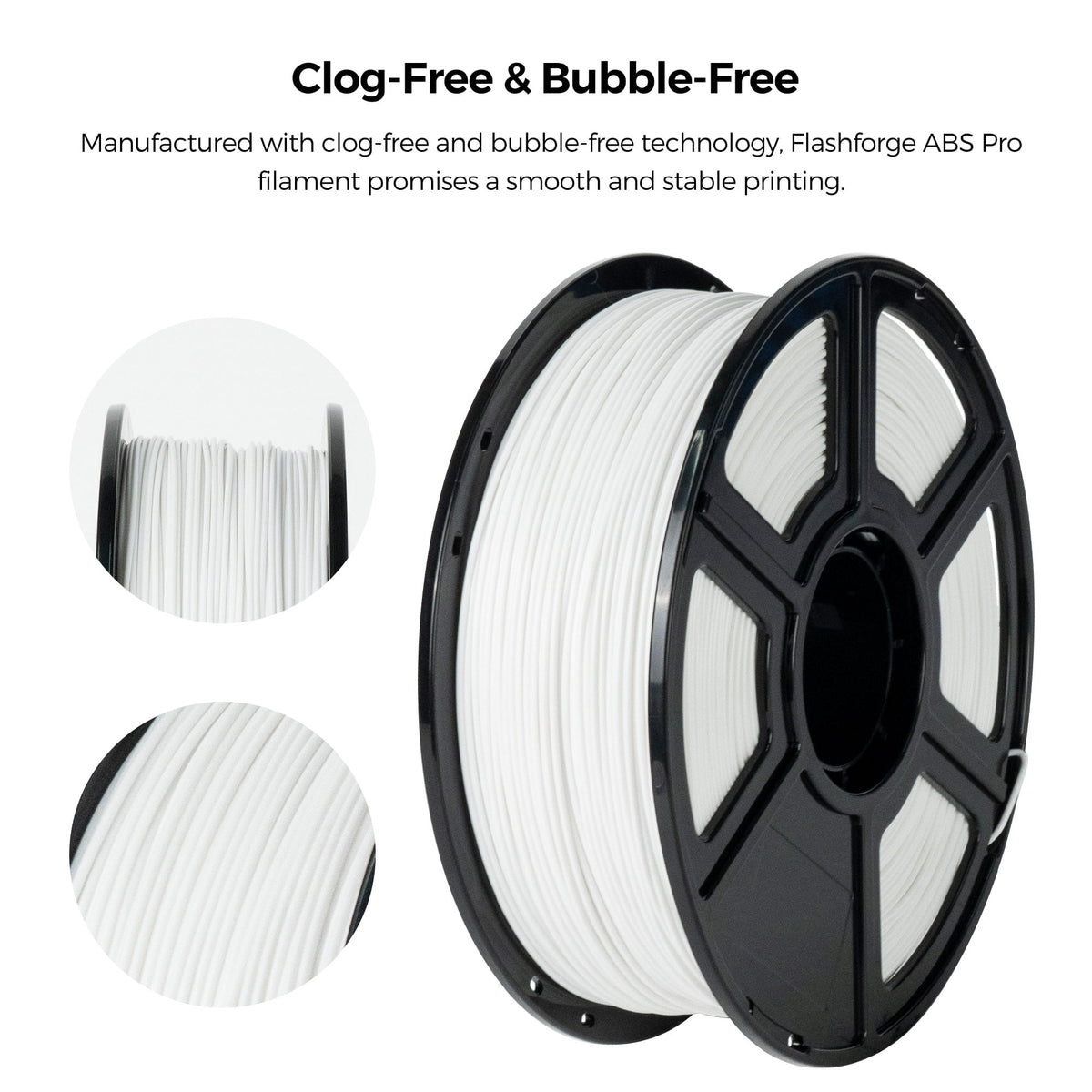 Flashforge ABS Pro Filament 1.75mm, 1KG/2.2lbs ABS Pro 3D Printer Filament, Black