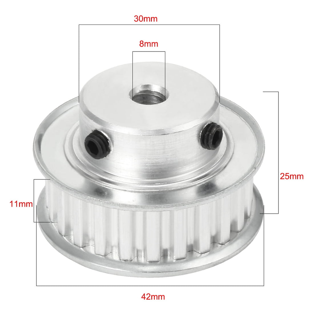 Uxcell 24 Teeth 8mm Bore 5.08mm Timing Belt Pulley for 10mm Belt