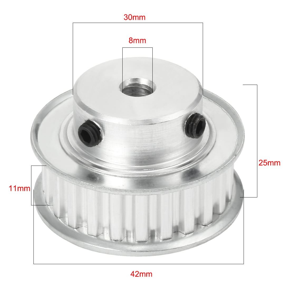 Uxcell 24 Teeth 8mm Bore 5.08mm Timing Belt Pulley for 10mm Belt