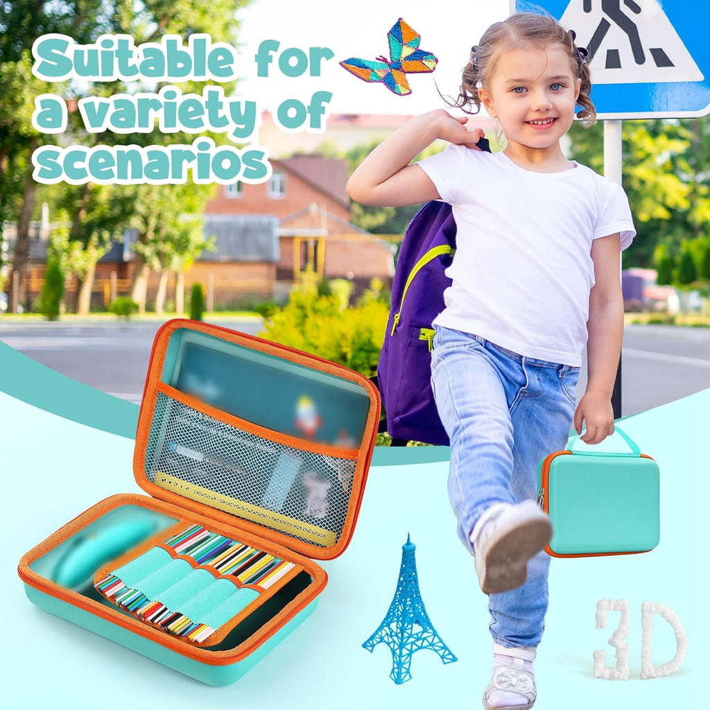 Hard Case Compatible with 3Doodler Start+ Essentials (2023) for 3D Pen Set for Kids, Art Activity Set Carrier Case for Printing Filament Refill and USB Charger,Blue (Box Only)