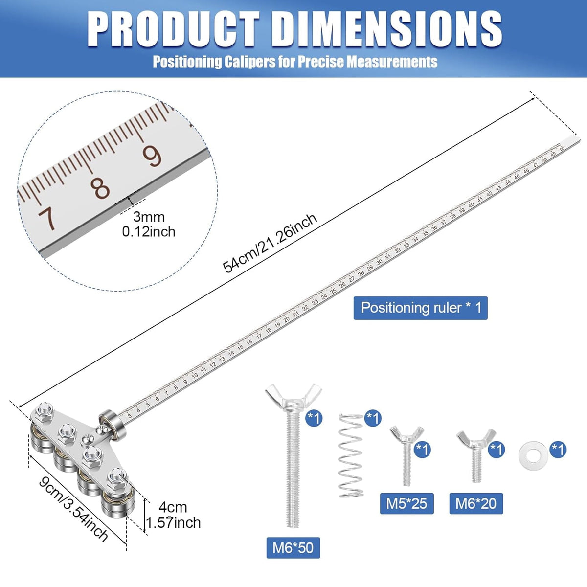 Caliper Measuring Tool 50 Inch Precision Stainless Steel Construction for Woodworking Metalworking Handyman Measurement Projects Gift for Diyers