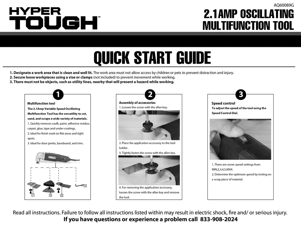 Hyper Tough 2.1 Amp Corded Oscillating Multi-Function Tool with Variable Speed and Accessories