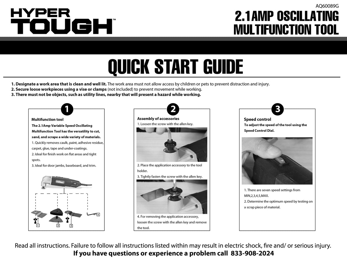 Hyper Tough 2.1 Amp Corded Oscillating Multi-Function Tool with Variable Speed and Accessories