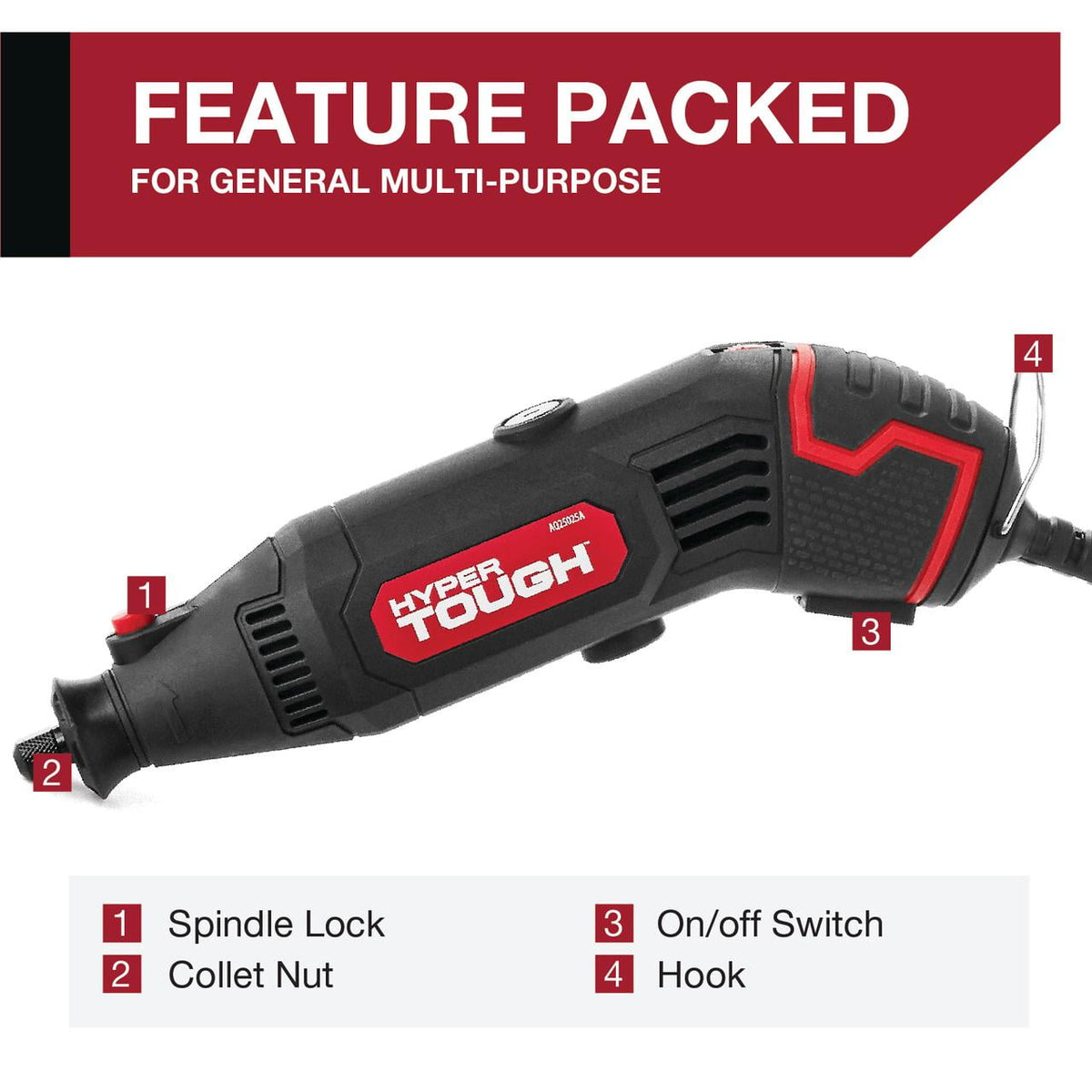 Hyper Tough 1.5 Amp Corded Rotary Tool, 120V Variable Speed with 105 Accessories and Storage Case