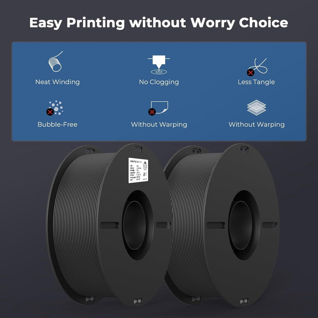 2-Pack Creality 3D Printer Filament, 1.75mm PLA Filament Bundle 2kg for 3D Printing, Ender PLA Filament No-Tangling, Strong Bonding & Overhang Performance, Accuracy +/- 0.02mm, Black & White