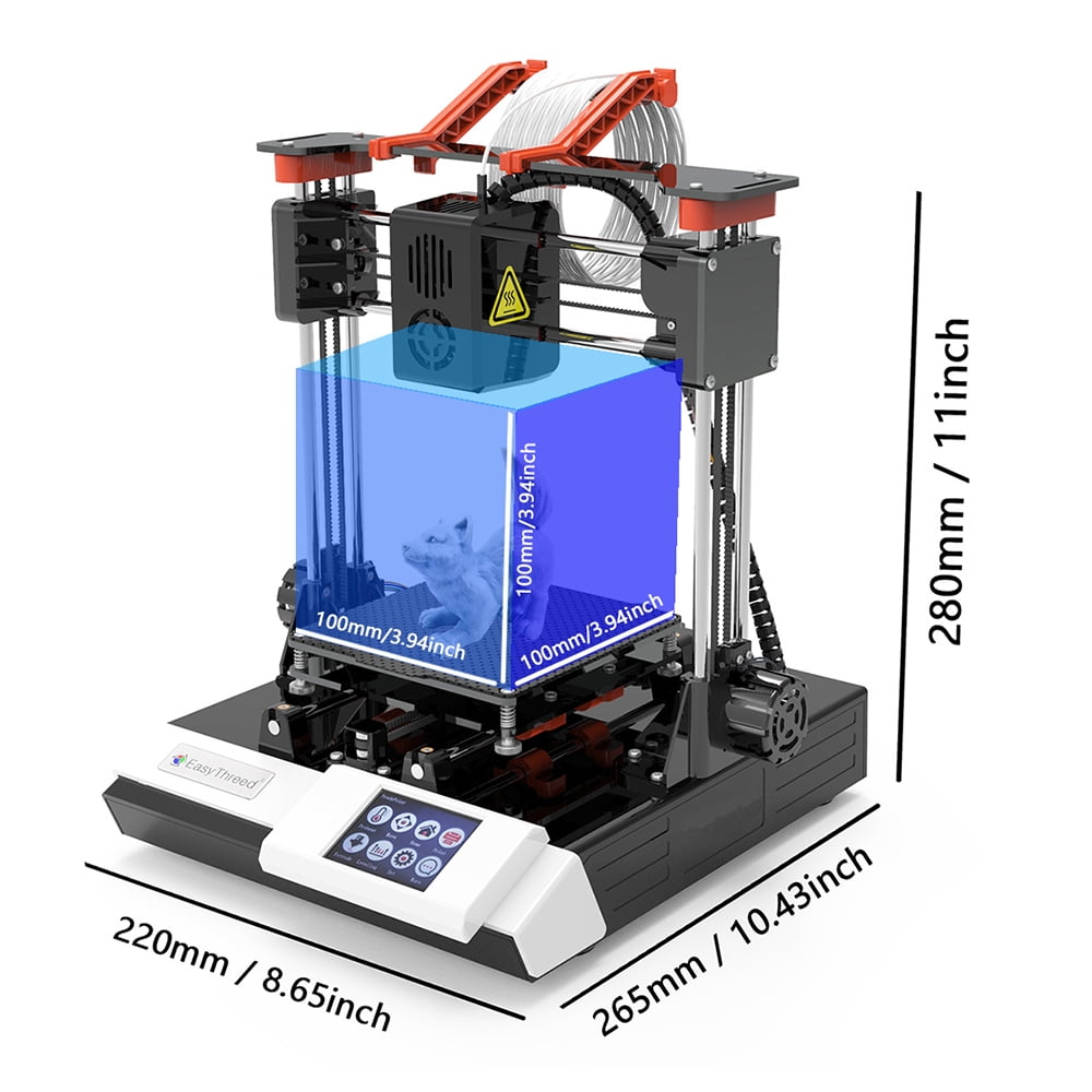 EasyThreed K6 3D Printer for Kids and Beginners, Desktop FDM 3D Printer with 2.4'' Touchscreen Control, 10m PLA Filament, Quick Assembly, Print Size 3.94x3.94x3.94in