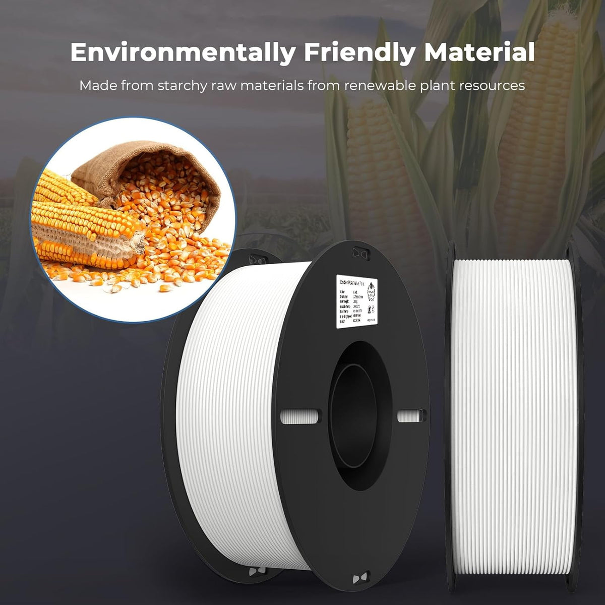 2-Pack Creality 3D Printer Filament, 1.75mm PLA Filament Bundle 2kg for 3D Printing, Ender PLA Filament No-Tangling, Strong Bonding & Overhang Performance, Accuracy +/- 0.02mm, Black & White