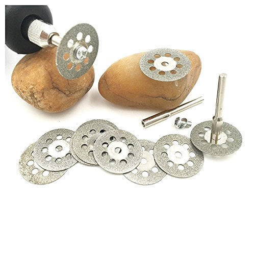 10 pcs Diamond Cutting Wheel Cut Off Discs Coated Rotary Tools W/Mandrel 30mm for Dremel