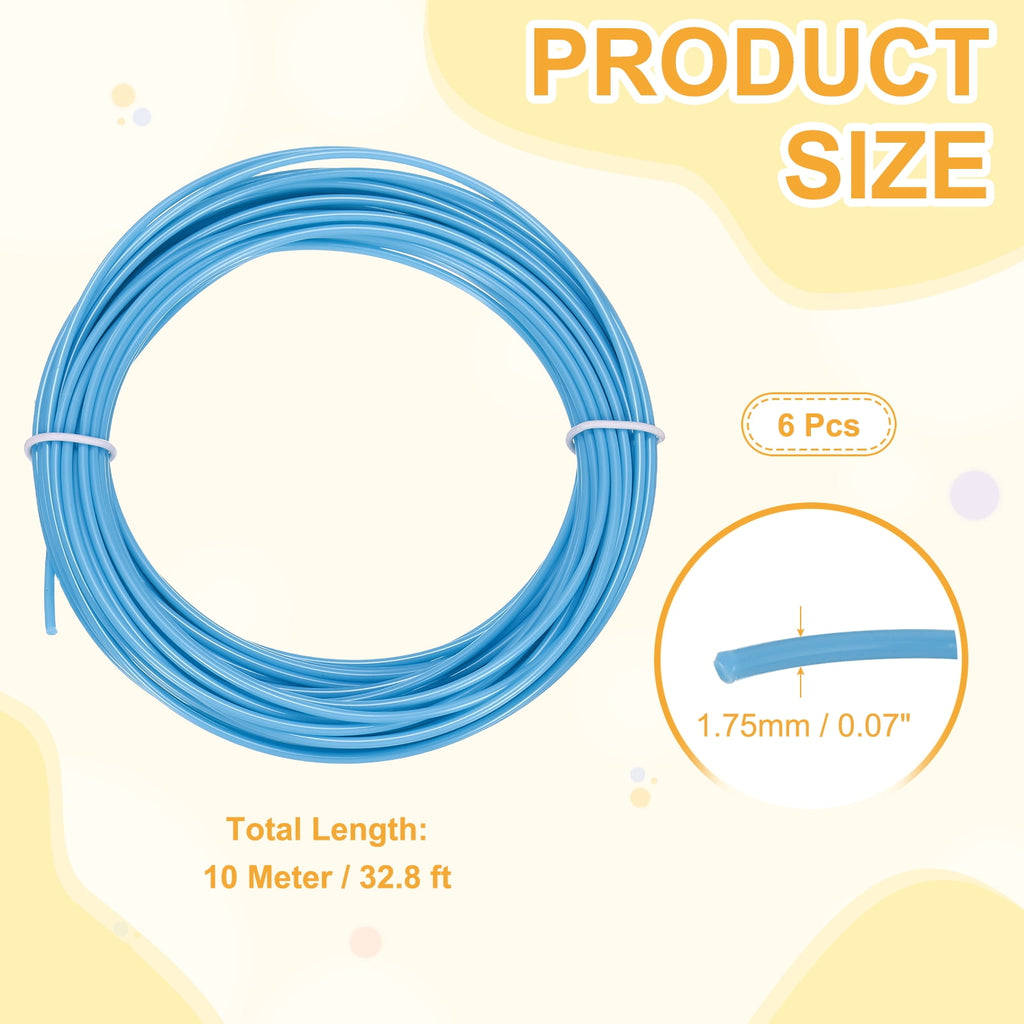 Uxcell 3D Pen Filament 6Pcs 1.75mm Total Length 196.8 Feet Blue PLA, 3D Pen Filament Refills Low Warping, for Creating Pictures Printed Model Printing Pen