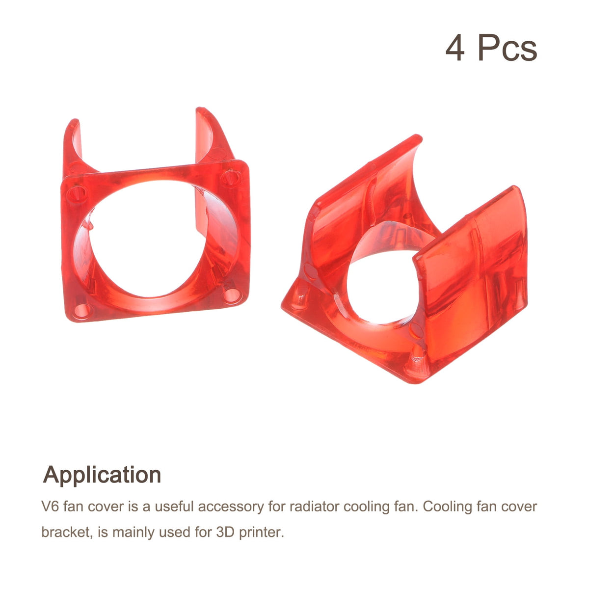 Uxcell V6 Fan Cover Radiator Cooling Fan Cover Red for 3D Printer 4 Pack