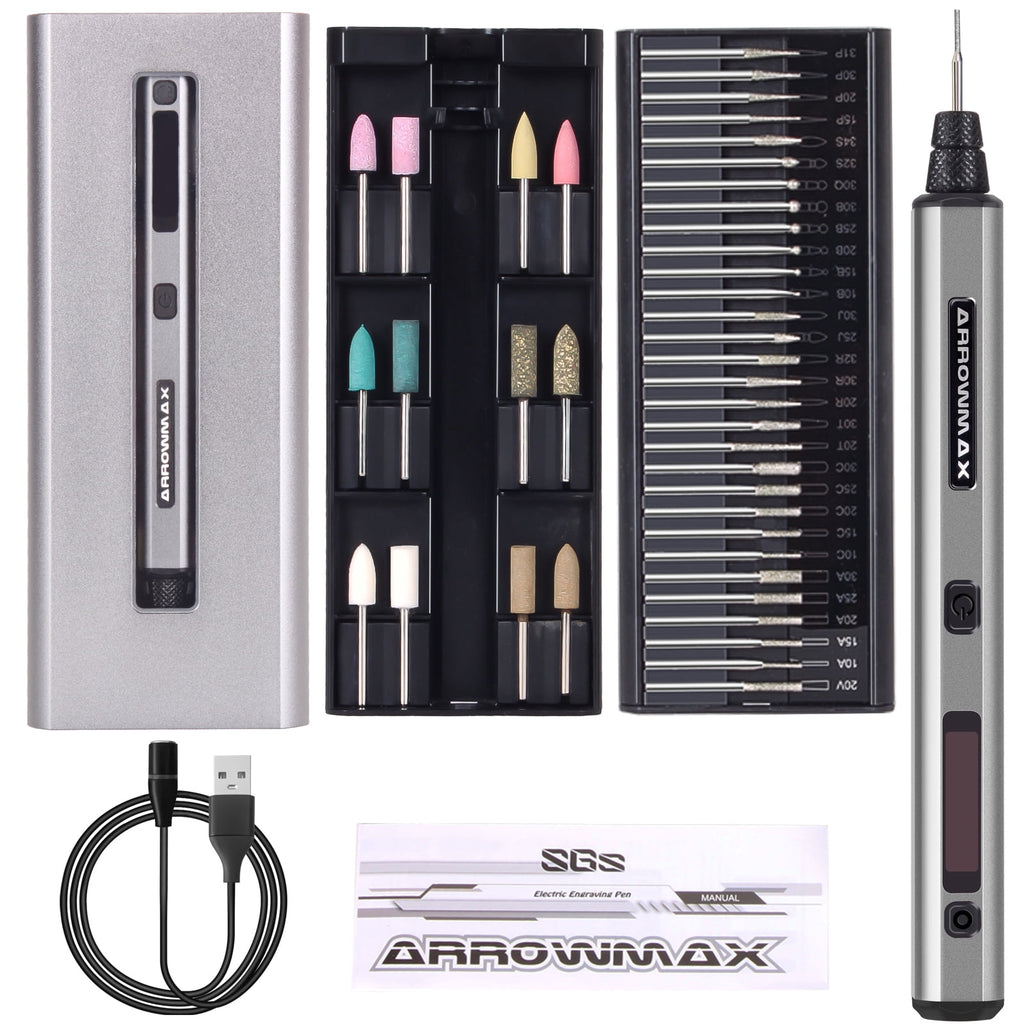 AM ARROWMAX Engraving Pen Electric Mini Grinder Cordless Rotary Tool with 42 Bits for Crafts Home DIY