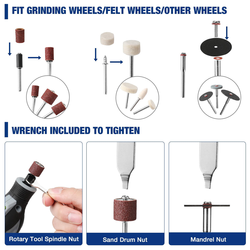 Woldsatr 516PCS Rotary Tool Kit, 1/8-in Shank, Sanding, Grinding, Carving, Polishing, Drilling, Storage Case