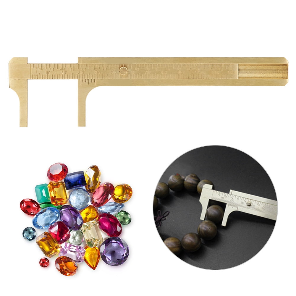 Riousery Double Scale Brass Vernier Caliper Jewelry Maker Measuring Ruler Authenticate Dimensions for Gemstones Beads Walnuts Antiques and Handcrafts 3.15 Inches 80mm
