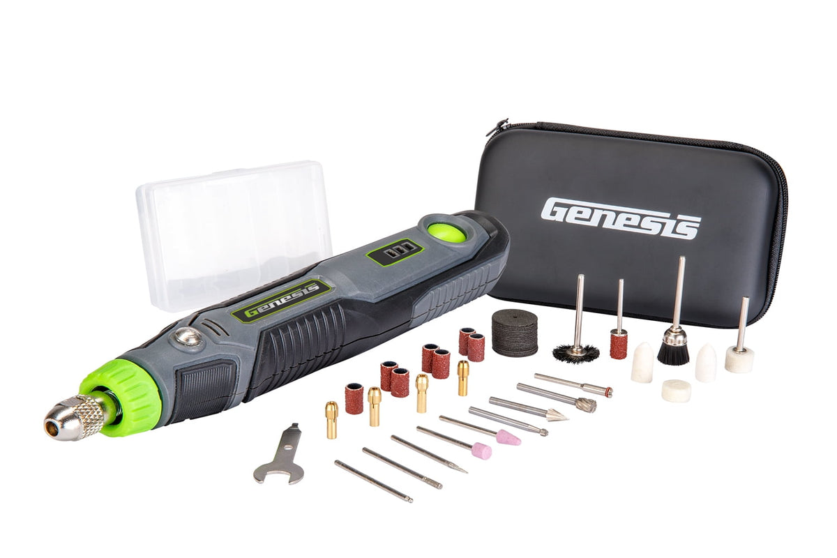 Genesis GLRT04V50 4V Li-Ion Cordless Rechargeable 2-Speed Rotary Tool, 50-Piece Accessory Set, Case