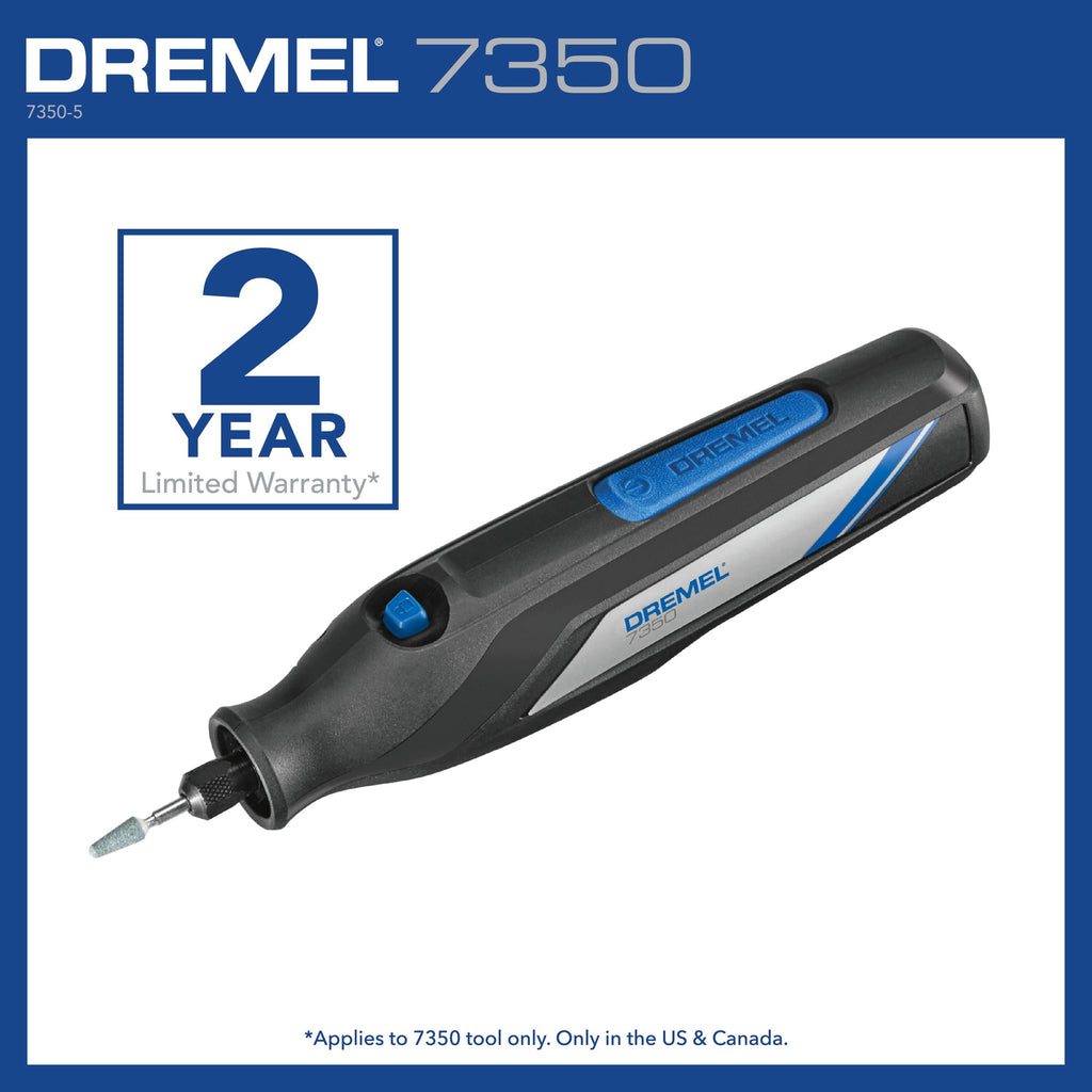 Dremel 7350-5W 4V-Cordless Single Speed Rotary Tool with Integrated 2Ah Li-Ion Battery & 7 Accessories