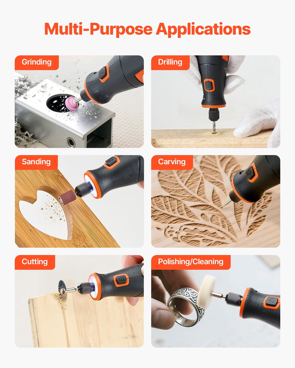 VEVOR 119-Piece Cordless Rotary Tool Kit, DC12V Portable Mini Power Rotary Tool, 28-Level Speed 5000-32000 RPM Multi-Purpose DIY Tools for Engraving, Sanding, Polishing, Carving, Cutting, DIY Crafts