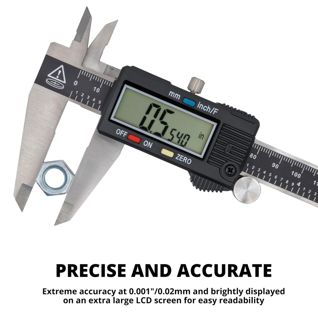 NEIKO 01409A 12” Electronic Digital Caliper | Extra Large Display | 0-12 Inches | Inch/Fractions/Millimeter Conversion | Polished Stainless Steel