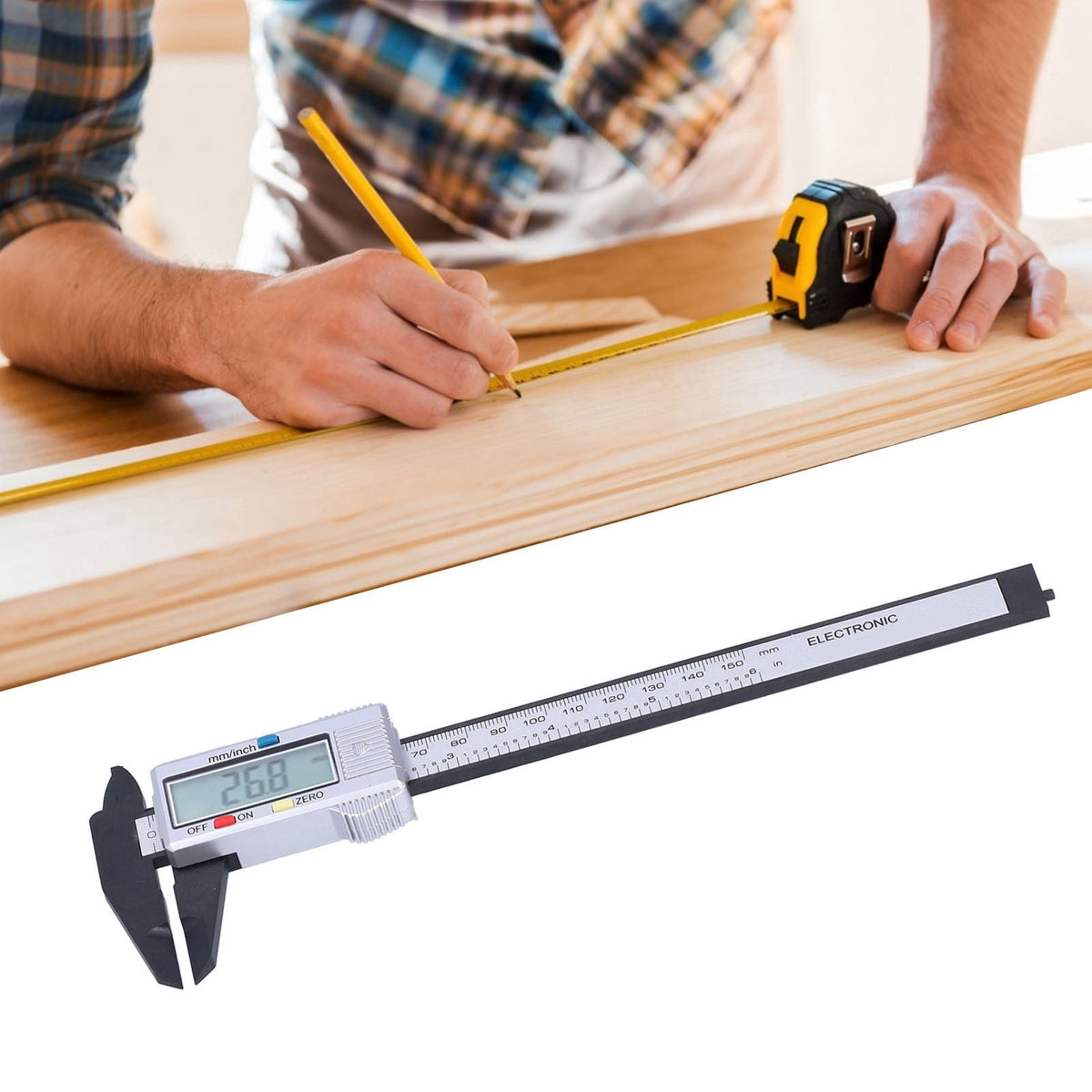M Buder Electronic Digital Caliper Measuring Tool LCD Display 0-150mm 6 Inches Lightweight Durable DIY Supplies
