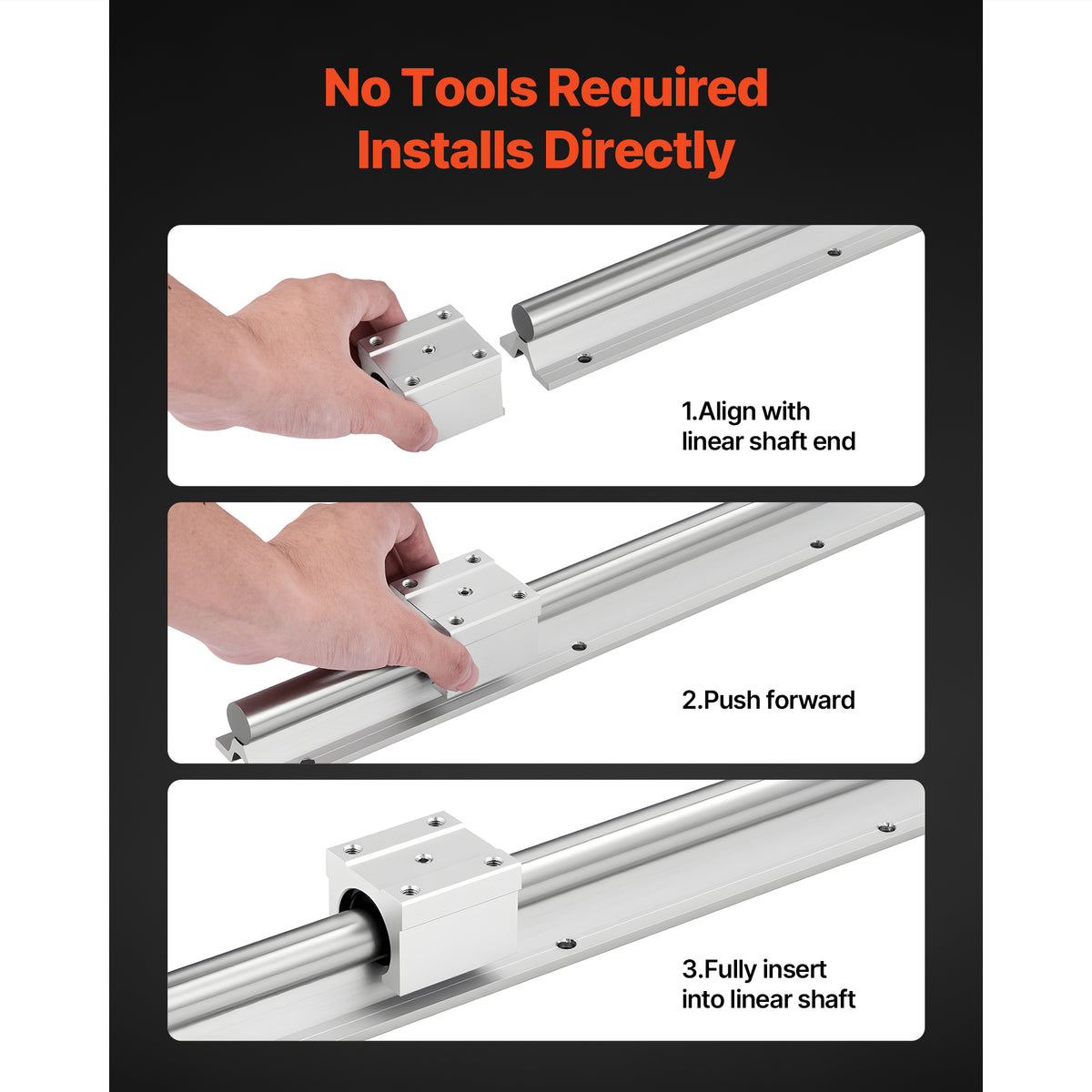 KFFKFF Linear Rail Kit, SBR25, Includes 2 Pieces of 1200 mm (47.24 inch) Motion Guide Rails and 4 Bearing Slide Blocks, Fully Supported Shaft, Suitable for Cutting, Grinding, Milling