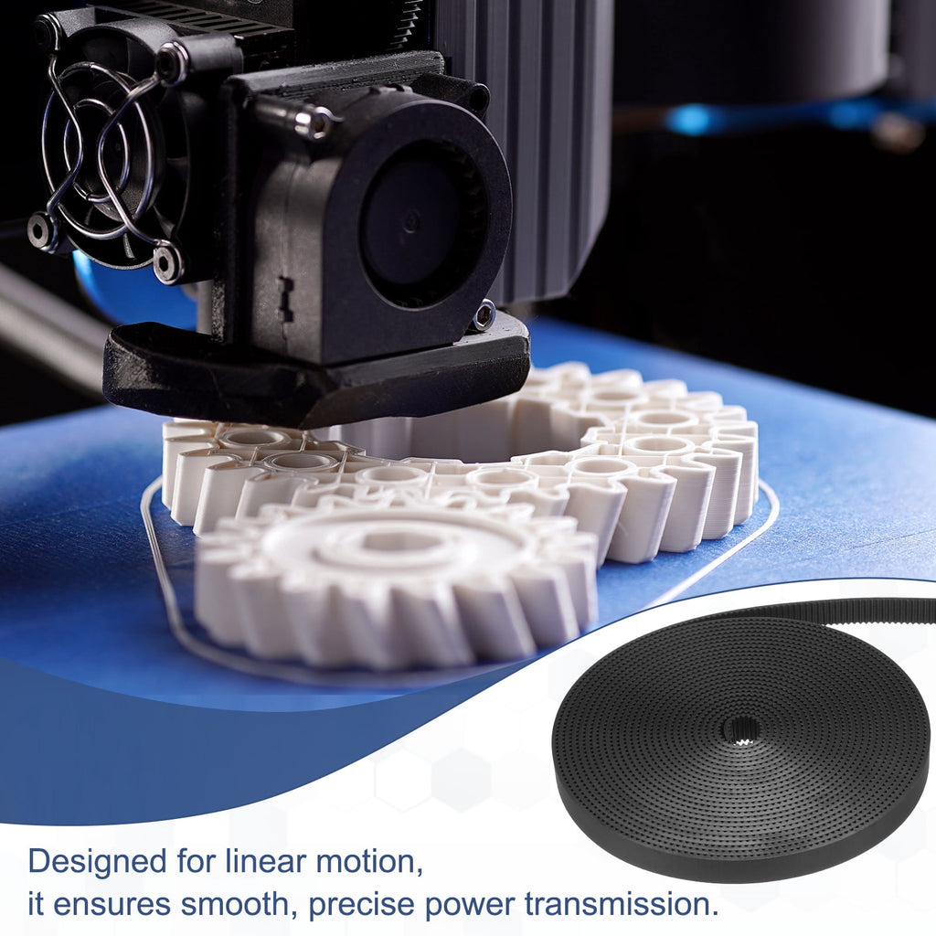 Uxcell Polyurethane PU Fiber Cord 2GT Timing Belt 10x5000mm 2mm Pitch 2mm Thick Black Open Loop Pulley Timing Belt for 3D Printer