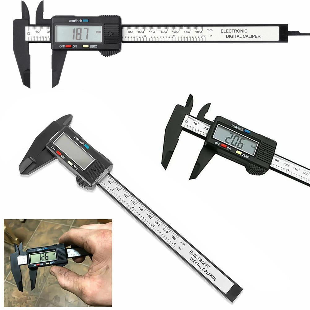 Digital Caliper 150mm 6 Inch High Precision Carbon Fiber Electronic Vernier Caliper 3 in 1 Measuring Tool Large LCD Screen Lightweight Non Marring for Jewelry Crafts