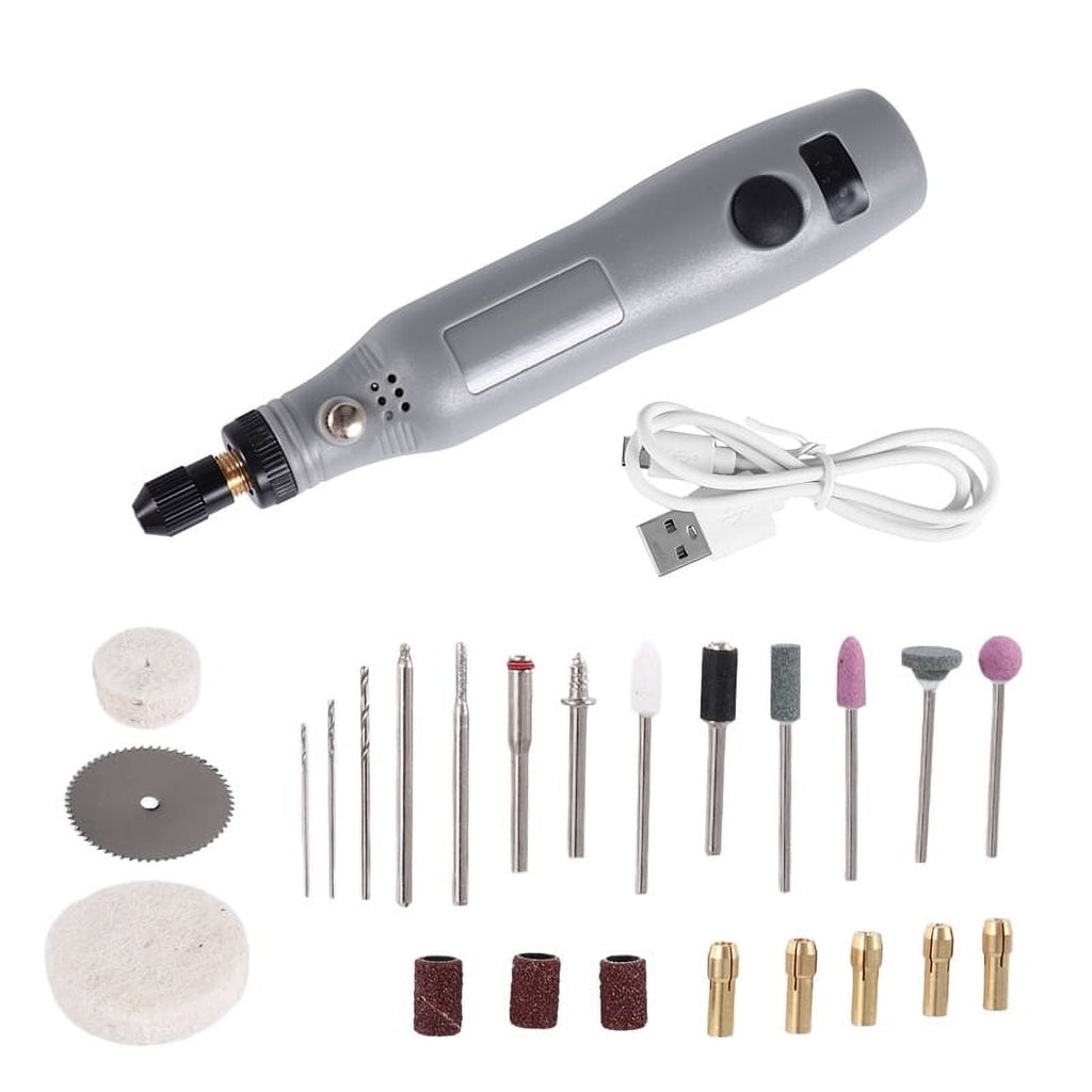 10W Hobby Craft Mini Drill Grinder Rotary Tool Set Modeling Polishing Drilling - Grey