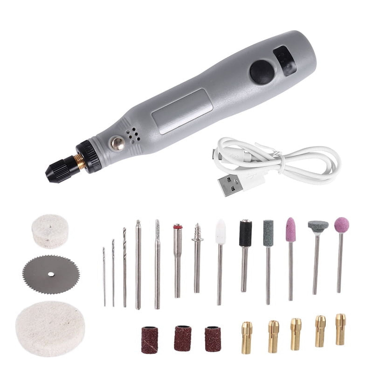 10W Hobby Craft Mini Drill Grinder Rotary Tool Set Modeling Polishing Drilling - Grey