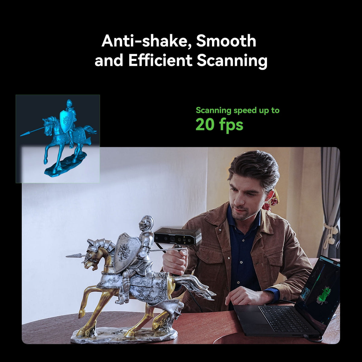 Creality CR-Scan Otter 3D Scanner Kit High Accuracy 0.02mm with 8 LED Infrared Lights 24 Bit Full-Color Scan, Noiseless, Sensitive Operation for Windows/macOS