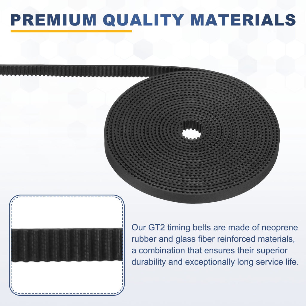 Uxcell Rubber 2GT Timing Belt 6x2000mm 2mm Pitch 2mm Thick Black Open Loop Pulley Timing Belt for 3D Printer