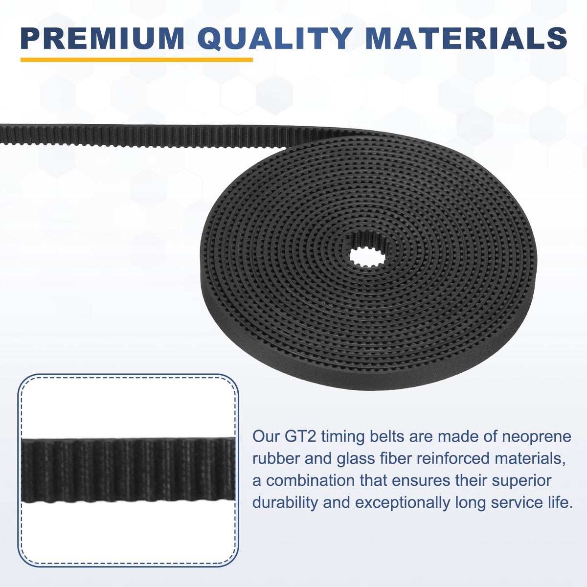 Uxcell Rubber 2GT Timing Belt 6x2000mm 2mm Pitch 2mm Thick Black Open Loop Pulley Timing Belt for 3D Printer