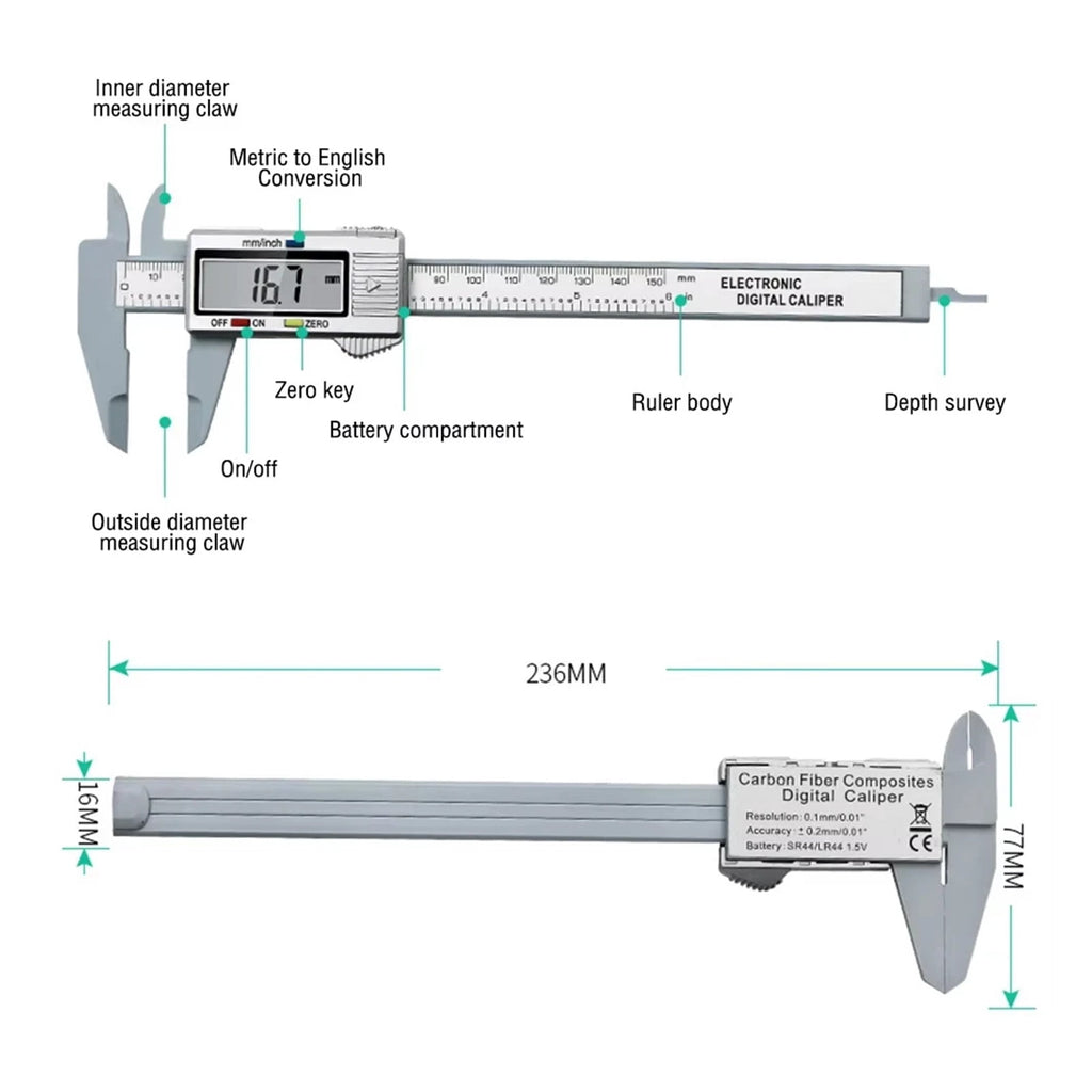 0-150mm Digital Pachometer Professional Vernier Caliber Measuring Tools Woodworking Thickness Gauge Depth Electronic Ruler ,Easy to Use