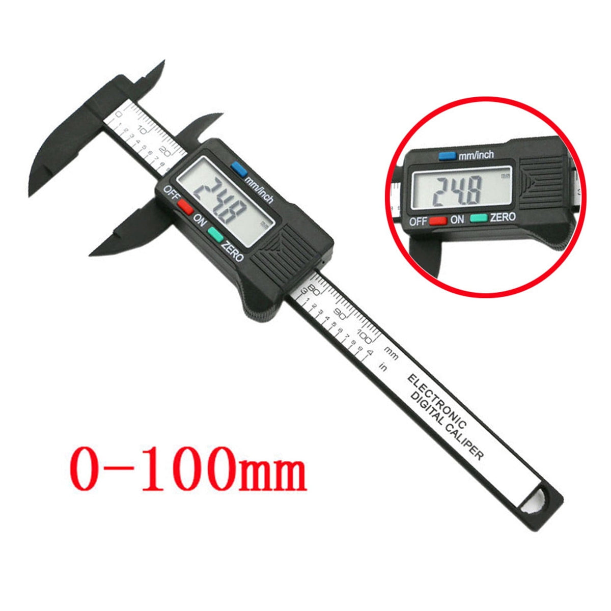 Cadorn 100mm/4 - inch LCD Digital Electronic Carbon Fiber Vernier Caliper - Precision Gauge Micrometer for Accurate Measurements