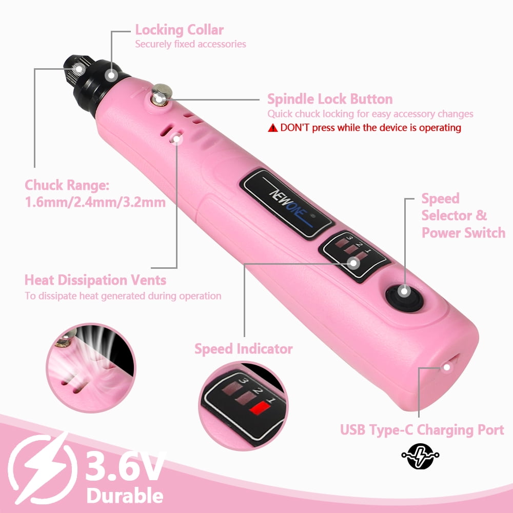 3.6V DIY Mini Electric Rotary Tool, 3 speed and USB charging with 86pcs accessories, Cordless Household Hand-held Electric Engraving Tool For Engraving