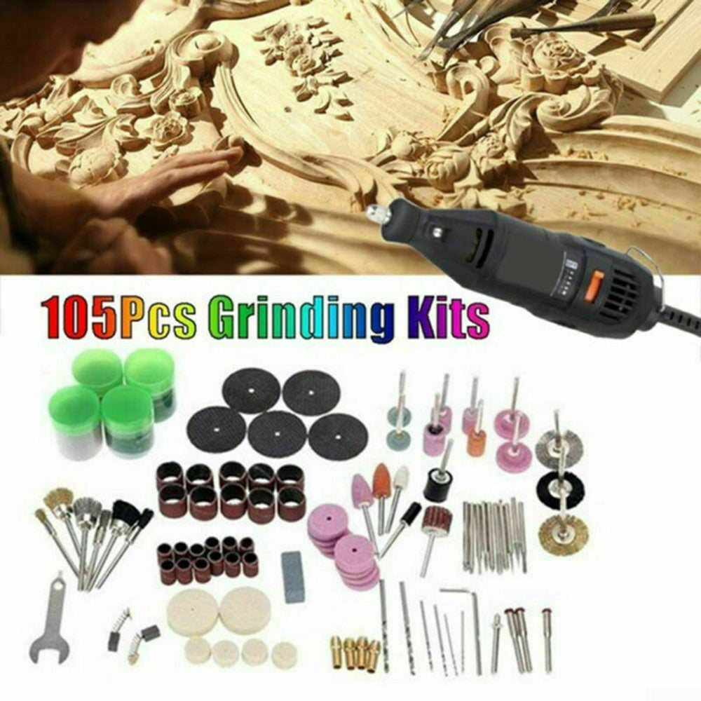 105pcs Mini Electric Drill Grinder For Rotary Power Tool Grinding Polishing Set