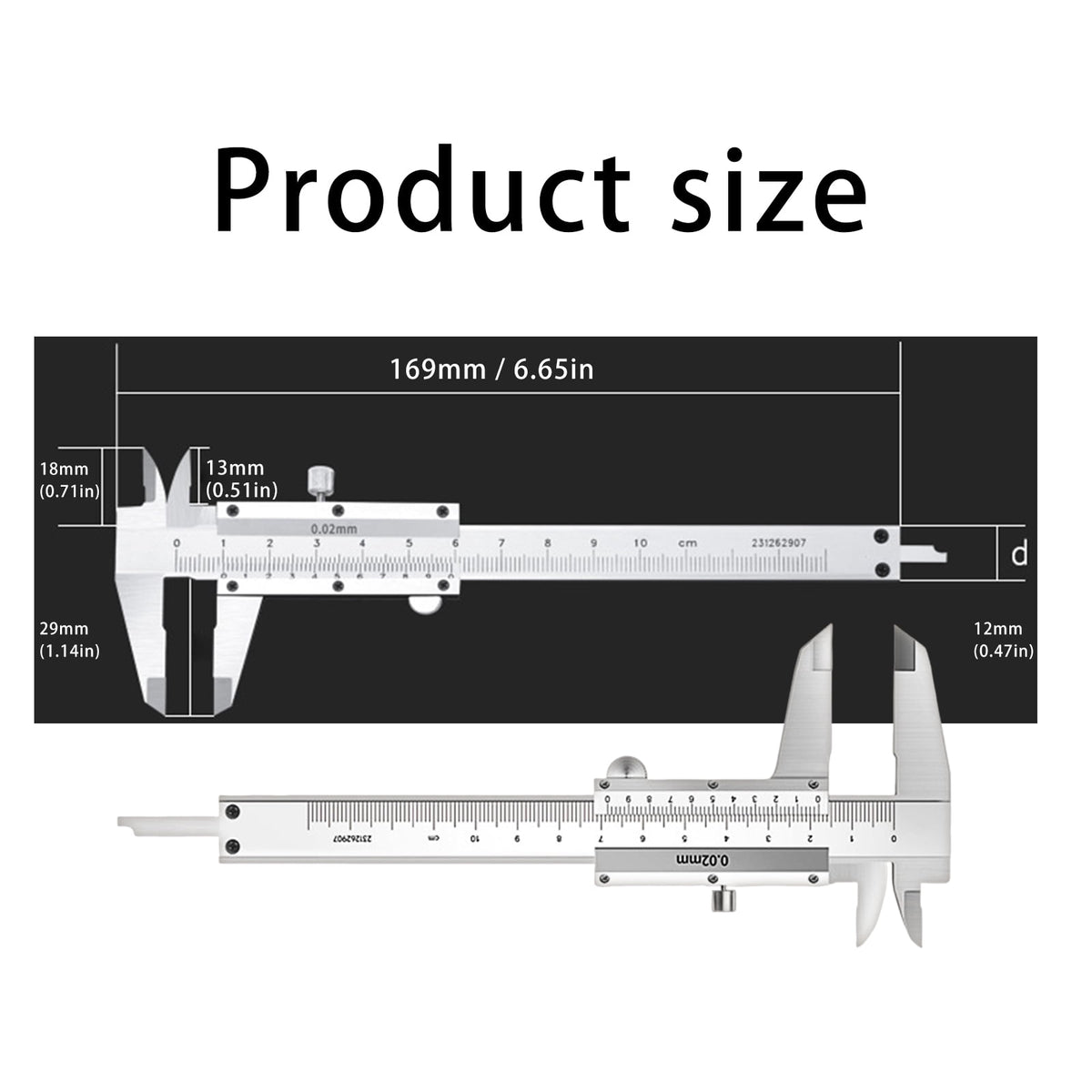 Stainless Small Size Caliper Micrometer Vernier Caliper 0-100mm High Accuracy Thickness Diameter Measuring Tool