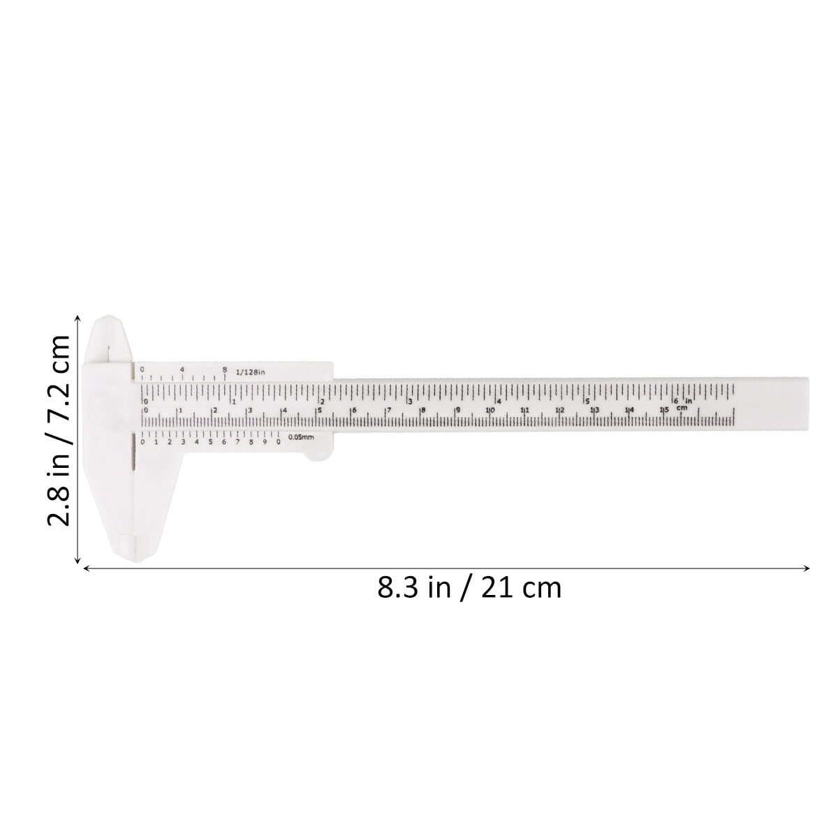 NIAIZEK White Plastic Caliper with Clear Scale for Precise Internal and External Measurements, and Easy to Use