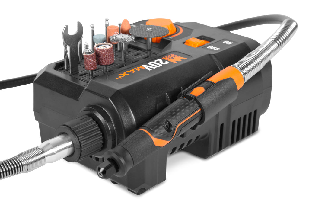 WEN 20V Max Cordless Variable Speed Rotary Tool Station with Flex Shaft and 40 Accessories (Tool Only – Battery Not Included)