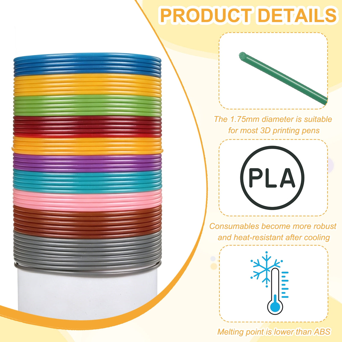 Uxcell 3D Pen Filament 6Pcs 1.75mm Total Length 196.8 Feet Dark Green PLA, 3D Pen Filament Refills Low Warping, for Creating Pictures Printed Model Printing Pen